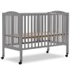 imageDream On Me FullSize 2in1 Folding Baby Crib in Natural GreenGuard Gold ampamp JPMA Portable Patented Quick Folding System Strong Wheels 2 Adjustable Mattress HeightsSteel Grey