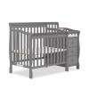 imageDream On Me Jayden 4in1 Mini Convertible Baby Crib and Changer in Seagrass Greenguard Gold Certified NonToxic Finish New Zealand Pinewood 1quot Mattress PadStorm Grey