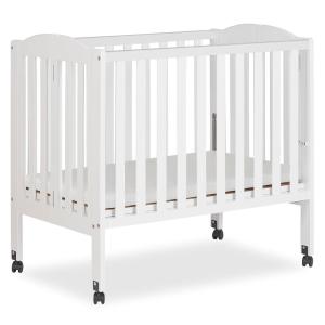imageDream On Me 2in1 Folding Portable Compact Mini Baby Crib in White GreenGuard Gold ampamp JPMA US Patented Flat Folding System Locking Wheels 1 Mattress Pad SpaceSaving Quck Fold Easy StorageWhite
