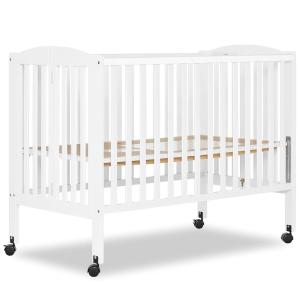 imageDream On Me FullSize 2in1 Folding Baby Crib in Natural GreenGuard Gold ampamp JPMA Portable Patented Quick Folding System Strong Wheels 2 Adjustable Mattress HeightsWhite