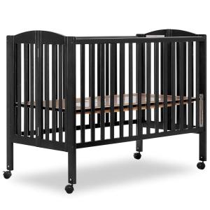 imageDream On Me FullSize 2in1 Folding Baby Crib in Natural GreenGuard Gold ampamp JPMA Portable Patented Quick Folding System Strong Wheels 2 Adjustable Mattress HeightsBlack