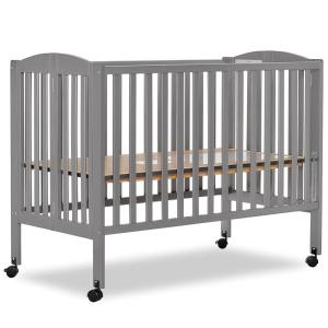 imageDream On Me FullSize 2in1 Folding Baby Crib in Natural GreenGuard Gold ampamp JPMA Portable Patented Quick Folding System Strong Wheels 2 Adjustable Mattress HeightsSteel Grey
