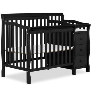 imageDream On Me Jayden 4in1 Mini Convertible Baby Crib and Changer in Seagrass Greenguard Gold Certified NonToxic Finish New Zealand Pinewood 1quot Mattress PadBlack