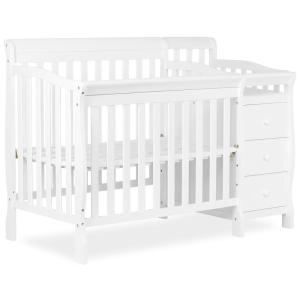 imageDream On Me Jayden 4in1 Mini Convertible Baby Crib and Changer in Seagrass Greenguard Gold Certified NonToxic Finish New Zealand Pinewood 1quot Mattress PadWhite