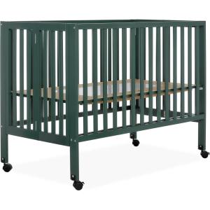 imageDream On Me Quinn FullSize Portable Baby Crib in White GreenGuard Gold ampamp JPMA Patented Quick Fold System Adjustable Mattress Support Smooth Wheels Compact Design Safe Sleep AssuranceOlive