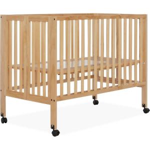 imageDream On Me Quinn FullSize Portable Baby Crib in White GreenGuard Gold ampamp JPMA Patented Quick Fold System Adjustable Mattress Support Smooth Wheels Compact Design Safe Sleep AssuranceNatural