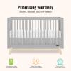 imageDream On Me Hygge 5in1 Convertible FullSize Baby Crib in Sea Grass ampamp Vintage Oak GreenGuard Gold ampamp JPMA Converts to Toddler Day ampamp FullSize Bed Adjustable Mattress Heights Modern NurseryPebble Grey Vintage