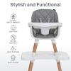 imageDream On Me Luna 4in1 Convertible Baby High Chair in Black Transforms into Booster Toddler Seat ampamp Table Set Adjustable and Removable Tray Portable High ChairCool Gray