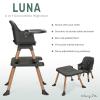 imageDream On Me Luna 4in1 Convertible Baby High Chair in Black Transforms into Booster Toddler Seat ampamp Table Set Adjustable and Removable Tray Portable High ChairBlack