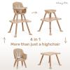 imageDream On Me Luna 4in1 Convertible Baby High Chair in Black Transforms into Booster Toddler Seat ampamp Table Set Adjustable and Removable Tray Portable High ChairBiege