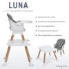 imageDream On Me Luna 4in1 Convertible Baby High Chair in Black Transforms into Booster Toddler Seat ampamp Table Set Adjustable and Removable Tray Portable High ChairCool Gray