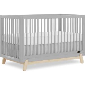 imageDream On Me Hygge 5in1 Convertible FullSize Baby Crib in Sea Grass ampamp Vintage Oak GreenGuard Gold ampamp JPMA Converts to Toddler Day ampamp FullSize Bed Adjustable Mattress Heights Modern NurseryPebble Grey Vintage