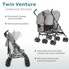 image:imageDream On Me Twin Venture Umbrella Stroller in Red Multi Backrest Positions Adjustable amp Removable Canopy Double Stroller 360Swivel Wheels with LocksLight Gray