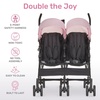 image:imageDream On Me Twin Venture Umbrella Stroller in Red Multi Backrest Positions Adjustable amp Removable Canopy Double Stroller 360Swivel Wheels with LocksPink