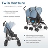 image:imageDream On Me Twin Venture Umbrella Stroller in Red Multi Backrest Positions Adjustable amp Removable Canopy Double Stroller 360Swivel Wheels with LocksLight Blue