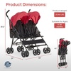 image:imageDream On Me Twin Venture Umbrella Stroller in Red Multi Backrest Positions Adjustable amp Removable Canopy Double Stroller 360Swivel Wheels with LocksRed