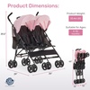 image:imageDream On Me Twin Venture Umbrella Stroller in Red Multi Backrest Positions Adjustable amp Removable Canopy Double Stroller 360Swivel Wheels with LocksPink