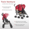 image:imageDream On Me Twin Venture Umbrella Stroller in Red Multi Backrest Positions Adjustable amp Removable Canopy Double Stroller 360Swivel Wheels with LocksRed