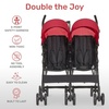 image:imageDream On Me Twin Venture Umbrella Stroller in Red Multi Backrest Positions Adjustable amp Removable Canopy Double Stroller 360Swivel Wheels with LocksRed