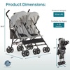 image:imageDream On Me Twin Venture Umbrella Stroller in Red Multi Backrest Positions Adjustable amp Removable Canopy Double Stroller 360Swivel Wheels with LocksLight Gray