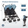 image:imageDream On Me Twin Venture Umbrella Stroller in Red Multi Backrest Positions Adjustable amp Removable Canopy Double Stroller 360Swivel Wheels with LocksLight Blue
