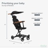 image:imageEvolur Cruise Rider Stroller with Canopy Lightweight Umbrella Stroller with Compact Fold Easy to Carry Travel Stroller  CognacNoir Black