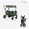 image:imageEvolur Trailblazer Foldable Wagon Stroller for 2 Kids with Canopy BlackGreen