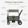 image:imageEvolur Trailblazer Foldable Wagon Stroller for 2 Kids with Canopy BlackGreen