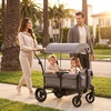 image:imageEvolur Trailblazer Foldable Wagon Stroller for 2 Kids with Canopy BlackGrey