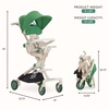 image:imageEvolur Velo Rider Higher View Lightweight Compact Stroller for Toddlers Travel Stroller with 4 Position Adjustable Headrest Foldable Stroller for Airplane Adjustable Push Handle CavierBlanc Vert