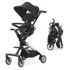 image:imageEvolur Velo Rider Higher View Lightweight Compact Stroller for Toddlers Travel Stroller with 4 Position Adjustable Headrest Foldable Stroller for Airplane Adjustable Push Handle CavierCavier