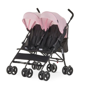 image:imageDream On Me Twin Venture Umbrella Stroller in Red Multi Backrest Positions Adjustable amp Removable Canopy Double Stroller 360Swivel Wheels with LocksPink