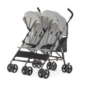 image:imageDream On Me Twin Venture Umbrella Stroller in Red Multi Backrest Positions Adjustable amp Removable Canopy Double Stroller 360Swivel Wheels with LocksLight Gray