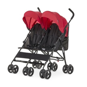 image:imageDream On Me Twin Venture Umbrella Stroller in Red Multi Backrest Positions Adjustable amp Removable Canopy Double Stroller 360Swivel Wheels with LocksRed