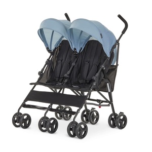image:imageDream On Me Twin Venture Umbrella Stroller in Red Multi Backrest Positions Adjustable amp Removable Canopy Double Stroller 360Swivel Wheels with LocksLight Blue