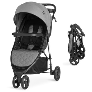 image:imageEvolur Breeze Stroller in Grey Adjustable Backrest amp Canopy Compact Fold Lightweight BabyToddler Stroller with Storage BasketGray