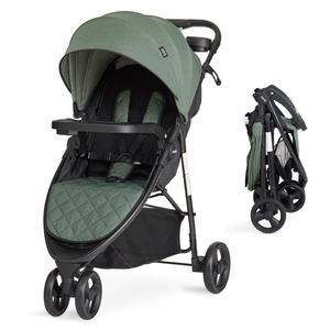 image:imageEvolur Breeze Stroller in Grey Adjustable Backrest amp Canopy Compact Fold Lightweight BabyToddler Stroller with Storage BasketGreen
