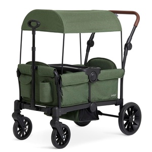 image:imageEvolur Trailblazer Foldable Wagon Stroller for 2 Kids with Canopy BlackGreen