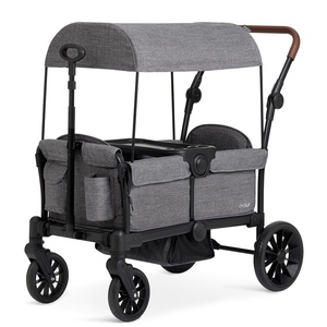 image:imageEvolur Trailblazer Foldable Wagon Stroller for 2 Kids with Canopy BlackGrey