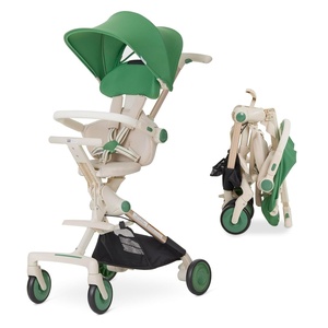 image:imageEvolur Velo Rider Higher View Lightweight Compact Stroller for Toddlers Travel Stroller with 4 Position Adjustable Headrest Foldable Stroller for Airplane Adjustable Push Handle CavierBlanc Vert