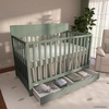 image:imageFisherPrice Meadowbrook 4in1 Convertible Full Size Baby Crib with Drawer Wooden Nursery Furniture Converts to Toddler Bed with Guardrail Daybed amp FullSize Bed GGG amp BSA Certified Meadow GreenMeadow Green