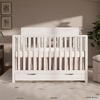 image:imageFisherPrice Meadowbrook 4in1 Convertible Full Size Baby Crib with Drawer Wooden Nursery Furniture Converts to Toddler Bed with Guardrail Daybed amp FullSize Bed GGG amp BSA Certified Meadow GreenCannoli Cream