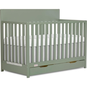 image:imageFisherPrice Meadowbrook 4in1 Convertible Full Size Baby Crib with Drawer Wooden Nursery Furniture Converts to Toddler Bed with Guardrail Daybed amp FullSize Bed GGG amp BSA Certified Meadow GreenMeadow Green