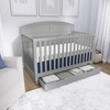 image:imageDream On Me Storybrooke 5in1 Convertible FullSize Crib with Under Drawer White GreenGuard Gold amp JPMA Convert to Toddler Day amp FullSize Bed 3 Mattress Heights Sustainable PinewoodPebble Grey