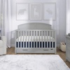 image:imageDream On Me Storybrooke 5in1 Convertible FullSize Crib with Under Drawer White GreenGuard Gold amp JPMA Convert to Toddler Day amp FullSize Bed 3 Mattress Heights Sustainable PinewoodPebble Grey