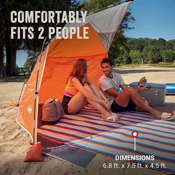 Coleman Beach Shade Canopy Tent, Lightweight &amp; Portable Beach Shade Sets Up in 5 Minutes, UPF 50+ Sun Protection Includes Sand Bags &amp; Stakes to Withstand Wind, Great for Beach, Park, Yard, Picnics