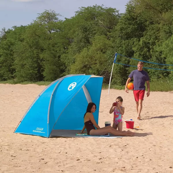 Coleman Beach Shade Canopy Tent, Lightweight &amp; Portable Beach Shade Sets Up in 5 Minutes, UPF 50+ Sun Protection Includes Sand Bags &amp; Stakes to Withstand Wind, Great for Beach, Park, Yard, Picnics