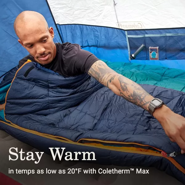 Coleman Big Bay Mummy Sleeping Bag, Cool-Weather 0°F/20°F/40°F Camping Sleeping Bag for Adults with Foot Ventilation and Compression Stuff Sack, Big &amp; Tall