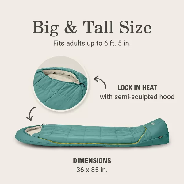 Coleman Big Bay Mummy Sleeping Bag, Cool-Weather 0°F/20°F/40°F Camping Sleeping Bag for Adults with Foot Ventilation and Compression Stuff Sack, Big &amp; Tall