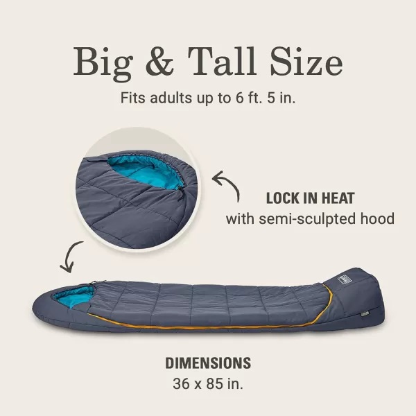 Coleman Big Bay Mummy Sleeping Bag, Cool-Weather 0°F/20°F/40°F Camping Sleeping Bag for Adults with Foot Ventilation and Compression Stuff Sack, Big &amp; Tall